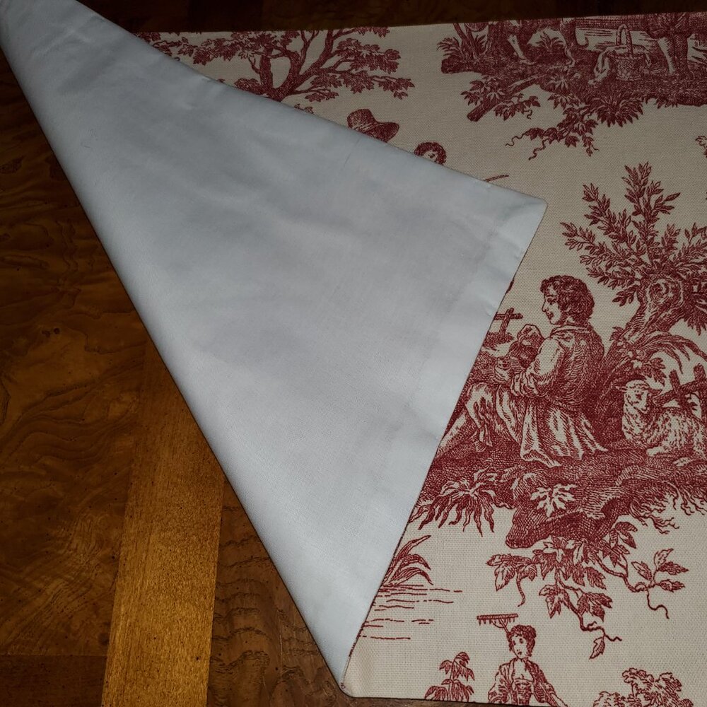 Table Runner, Waverly Country Life Red/Cream Toile, Lined, 54 x 16, Handcrafted - Picture 10 of 14